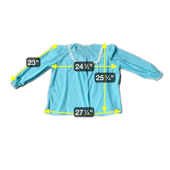 Vintage 1980s Womens Pajama Set Long Sleeve Top Elastic Waist Pants XLG Polyeste - Picture 6 of 7